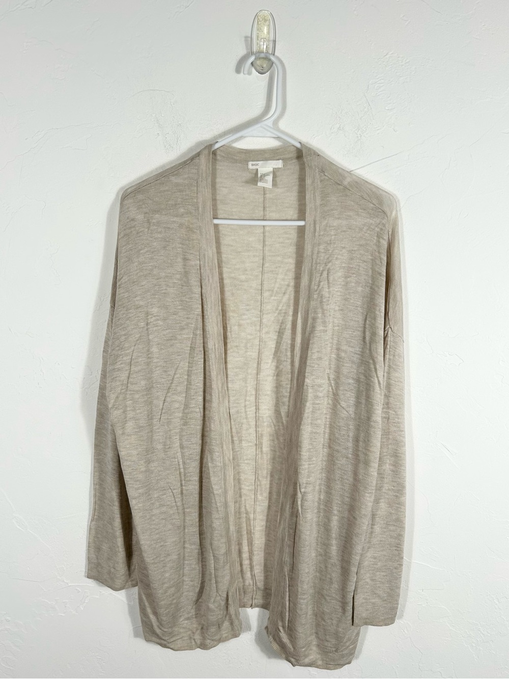 H&M Basic Women’s Beige Open Front Cardigan Sweater Size Large